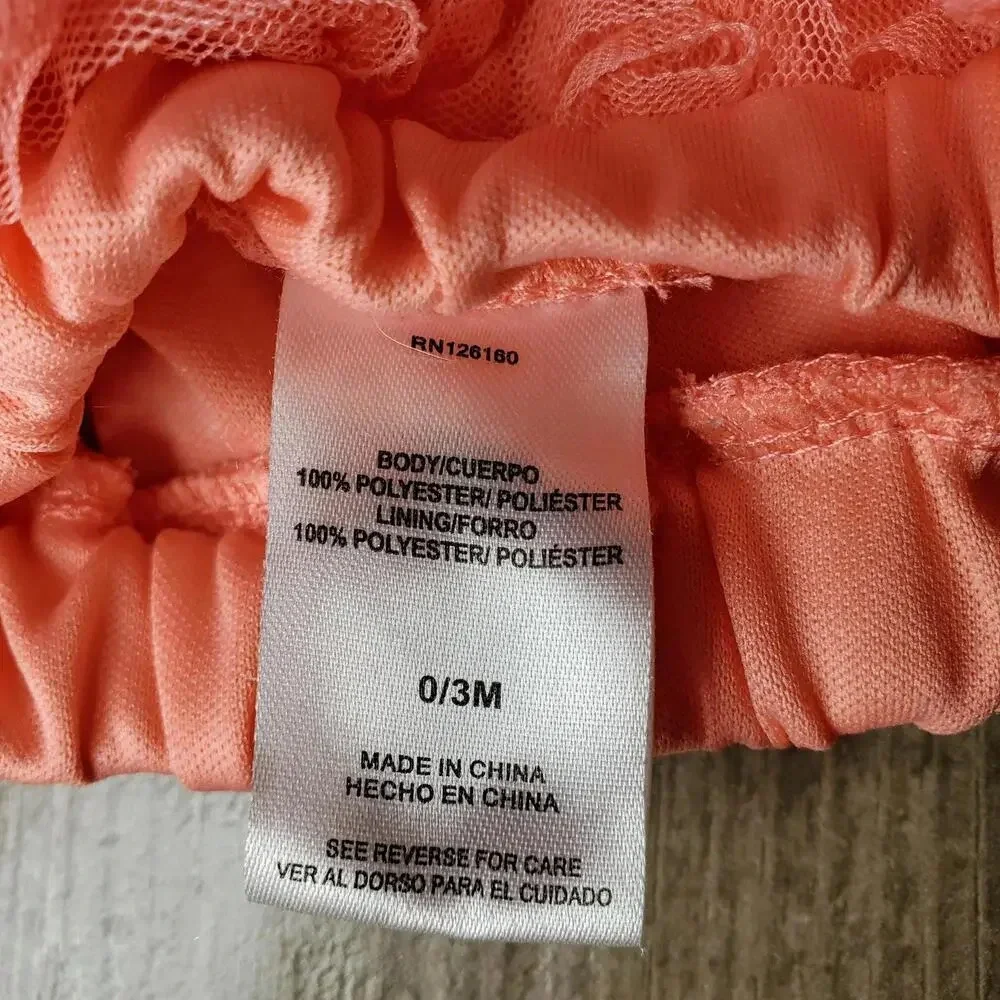 Boutique Coral Pink Floral Mesh Ruffle Bloomers Size 0/3M Baby Girl NWOT